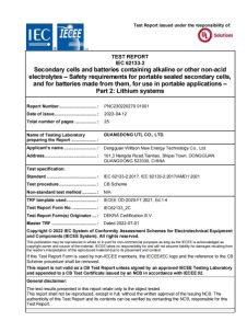 Wiltson Energy CB certification for LiFePO4 battery packs